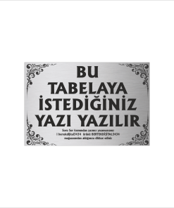 Gümüş Metal Tabela-Apartman Tabelası-Firma Tabelası-Çok Amaçlı Tabela 20x30 cm Brt040