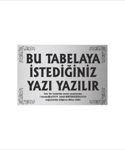 Gümüş Metal Tabela-Apartman Tabelası-Firma Tabelası-Çok Amaçlı Tabela 20x30 cm Brt041