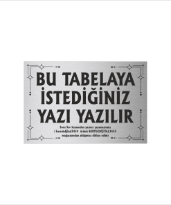 Gümüş Metal Tabela-Apartman Tabelası-Firma Tabelası-Çok Amaçlı Tabela 20x30 cm Brt042