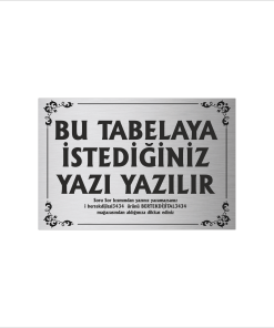 Gümüş Metal Tabela-Apartman Tabelası-Firma Tabelası-Çok Amaçlı Tabela 20x30 cm Brt044