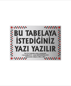 Gümüş Metal Tabela-Apartman Tabelası-Firma Tabelası-Çok Amaçlı Tabela 20x30 cm Brt048