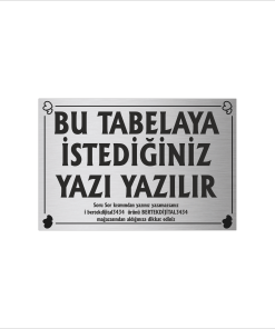 Gümüş Metal Tabela-Apartman Tabelası-Firma Tabelası-Çok Amaçlı Tabela 20x30 cm Brt049