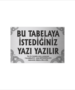 Gümüş Metal Tabela-Apartman Tabelası-Firma Tabelası-Çok Amaçlı Tabela 20x30 cm Brt05