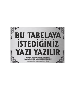 Gümüş Metal Tabela-Apartman Tabelası-Firma Tabelası-Çok Amaçlı Tabela 20x30 cm Brt053