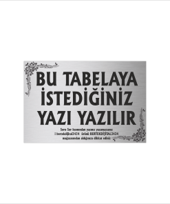 Gümüş Metal Tabela-Apartman Tabelası-Firma Tabelası-Çok Amaçlı Tabela 20x30 cm Brt054