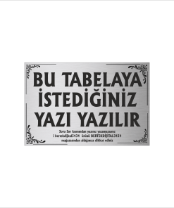 Gümüş Metal Tabela-Apartman Tabelası-Firma Tabelası-Çok Amaçlı Tabela 20x30 cm Brt055