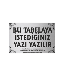 Gümüş Metal Tabela-Apartman Tabelası-Firma Tabelası-Çok Amaçlı Tabela 20x30 cm Brt056