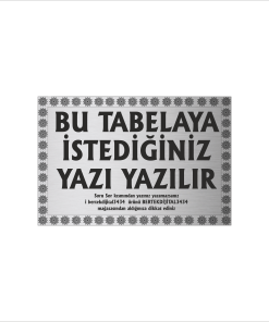 Gümüş Metal Tabela-Apartman Tabelası-Firma Tabelası-Çok Amaçlı Tabela 20x30 cm Brt058