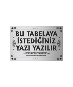 Gümüş Metal Tabela-Apartman Tabelası-Firma Tabelası-Çok Amaçlı Tabela 20x30 cm Brt059