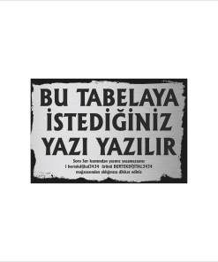 Gümüş Metal Tabela-Apartman Tabelası-Firma Tabelası-Çok Amaçlı Tabela 20x30 cm Brt06