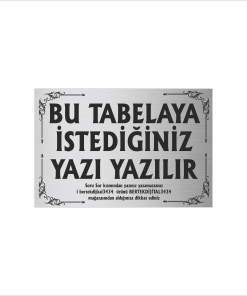 Gümüş Metal Tabela-Apartman Tabelası-Firma Tabelası-Çok Amaçlı Tabela 20x30 cm Brt060