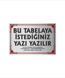 Gümüş Metal Tabela-Apartman Tabelası-Firma Tabelası-Çok Amaçlı Tabela 20x30 cm Brt061
