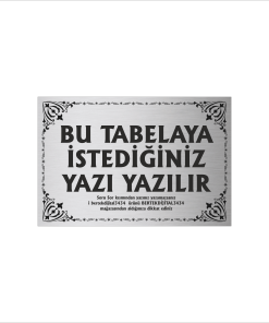 Gümüş Metal Tabela-Apartman Tabelası-Firma Tabelası-Çok Amaçlı Tabela 20x30 cm Brt062