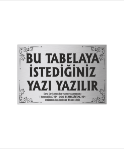 Gümüş Metal Tabela-Apartman Tabelası-Firma Tabelası-Çok Amaçlı Tabela 20x30 cm Brt09