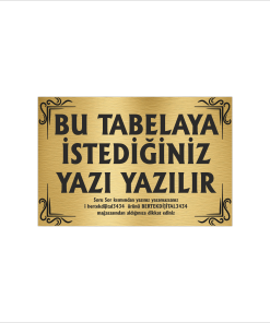 Altın Metal Tabela-Apartman Tabelası-Firma Tabelası-Çok Amaçlı Tabela 20x30 cm Brt10