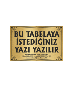 Altın Metal Tabela-Apartman Tabelası-Firma Tabelası-Çok Amaçlı Tabela 20x30 cm Brt11