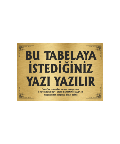 Altın Metal Tabela-Apartman Tabelası-Firma Tabelası-Çok Amaçlı Tabela 20x30 cm Brt15