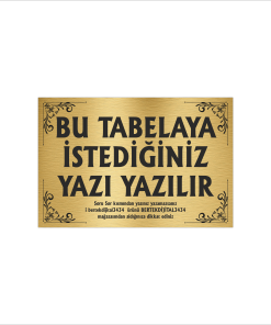 Altın Metal Tabela-Apartman Tabelası-Firma Tabelası-Çok Amaçlı Tabela 20x30 cm Brt17