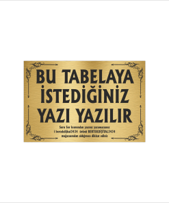 Altın Metal Tabela-Apartman Tabelası-Firma Tabelası-Çok Amaçlı Tabela 20x30 cm Brt18