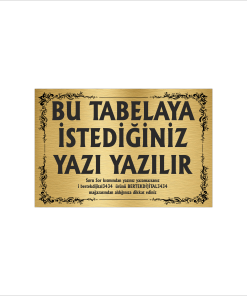 Altın Metal Tabela-Apartman Tabelası-Firma Tabelası-Çok Amaçlı Tabela 20x30 cm Brt19