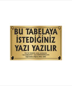 Altın Metal Tabela-Apartman Tabelası-Firma Tabelası-Çok Amaçlı Tabela 20x30 cm Brt22