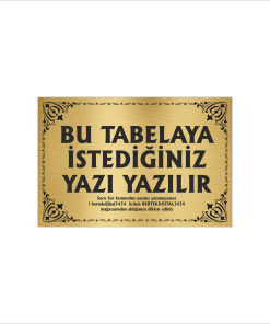 Altın Metal Tabela-Apartman Tabelası-Firma Tabelası-Çok Amaçlı Tabela 20x30 cm Brt23