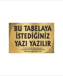 Altın Metal Tabela-Apartman Tabelası-Firma Tabelası-Çok Amaçlı Tabela 20x30 cm Brt26