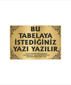 Altın Metal Tabela-Apartman Tabelası-Firma Tabelası-Çok Amaçlı Tabela 20x30 cm Brt27