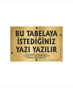 Altın Metal Tabela-Apartman Tabelası-Firma Tabelası-Çok Amaçlı Tabela 20x30 cm Brt28