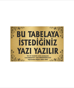 Altın Metal Tabela-Apartman Tabelası-Firma Tabelası-Çok Amaçlı Tabela 20x30 cm Brt03