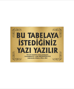 Altın Metal Tabela-Apartman Tabelası-Firma Tabelası-Çok Amaçlı Tabela 20x30 cm Brt30