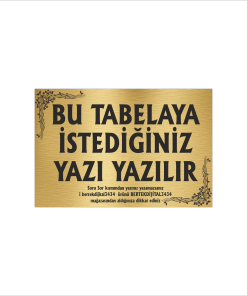 Altın Metal Tabela-Apartman Tabelası-Firma Tabelası-Çok Amaçlı Tabela 20x30 cm Brt33