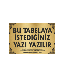Altın Metal Tabela-Apartman Tabelası-Firma Tabelası-Çok Amaçlı Tabela 20x30 cm Brt34