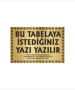 Altın Metal Tabela-Apartman Tabelası-Firma Tabelası-Çok Amaçlı Tabela 20x30 cm Brt36