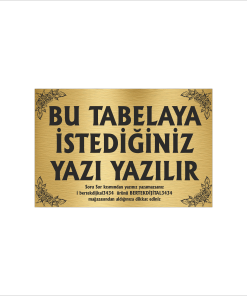Altın Metal Tabela-Apartman Tabelası-Firma Tabelası-Çok Amaçlı Tabela 20x30 cm Brt04