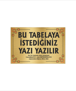 Altın Metal Tabela-Apartman Tabelası-Firma Tabelası-Çok Amaçlı Tabela 20x30 cm Brt43