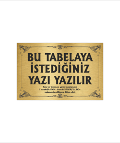 Altın Metal Tabela-Apartman Tabelası-Firma Tabelası-Çok Amaçlı Tabela 20x30 cm Brt44