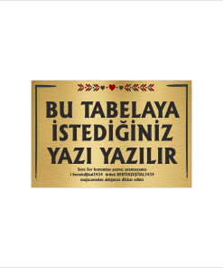 Altın Metal Tabela-Apartman Tabelası-Firma Tabelası-Çok Amaçlı Tabela 20x30 cm Brt46