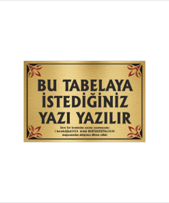 Altın Metal Tabela-Apartman Tabelası-Firma Tabelası-Çok Amaçlı Tabela 20x30 cm Brt47