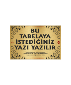 Altın Metal Tabela-Apartman Tabelası-Firma Tabelası-Çok Amaçlı Tabela 20x30 cm Brt48