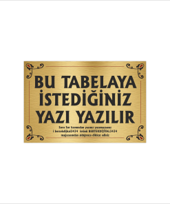 Altın Metal Tabela-Apartman Tabelası-Firma Tabelası-Çok Amaçlı Tabela 20x30 cm Brt49