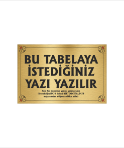 Altın Metal Tabela-Apartman Tabelası-Firma Tabelası-Çok Amaçlı Tabela 20x30 cm Brt05