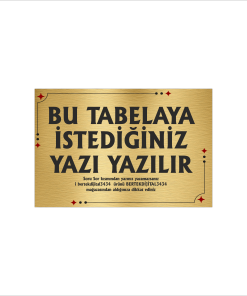 Altın Metal Tabela-Apartman Tabelası-Firma Tabelası-Çok Amaçlı Tabela 20x30 cm Brt51