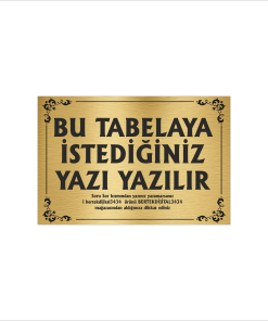 Altın Metal Tabela-Apartman Tabelası-Firma Tabelası-Çok Amaçlı Tabela 20x30 cm Brt55