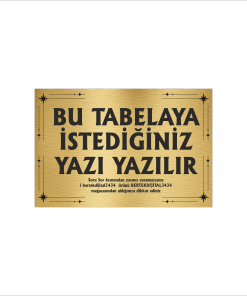 Altın Metal Tabela-Apartman Tabelası-Firma Tabelası-Çok Amaçlı Tabela 20x30 cm Brt56