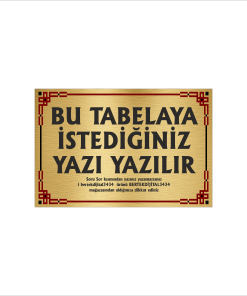 Altın Metal Tabela-Apartman Tabelası-Firma Tabelası-Çok Amaçlı Tabela 20x30 cm Brt57