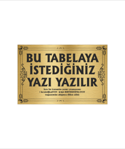 Altın Metal Tabela-Apartman Tabelası-Firma Tabelası-Çok Amaçlı Tabela 20x30 cm Brt58