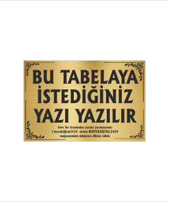 Altın Metal Tabela-Apartman Tabelası-Firma Tabelası-Çok Amaçlı Tabela 20x30 cm Brt59