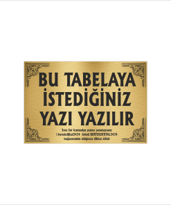Altın Metal Tabela-Apartman Tabelası-Firma Tabelası-Çok Amaçlı Tabela 20x30 cm Brt06
