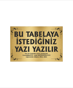 Altın Metal Tabela-Apartman Tabelası-Firma Tabelası-Çok Amaçlı Tabela 20x30 cm Brt60